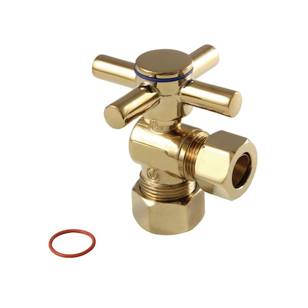 Kingston Brass CC54402DX 5/8" x 1/2" O.D. Comp, Quarter Turn Angle Stop Valve, Polished Brass CC54402DX